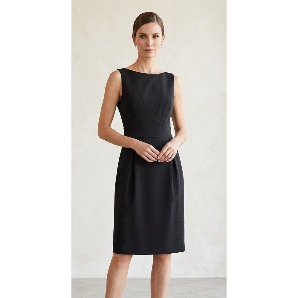 Giorgio Armani Black Label Sleeveless Bateau Sheath Dress Silk Lined IT 44 US 8